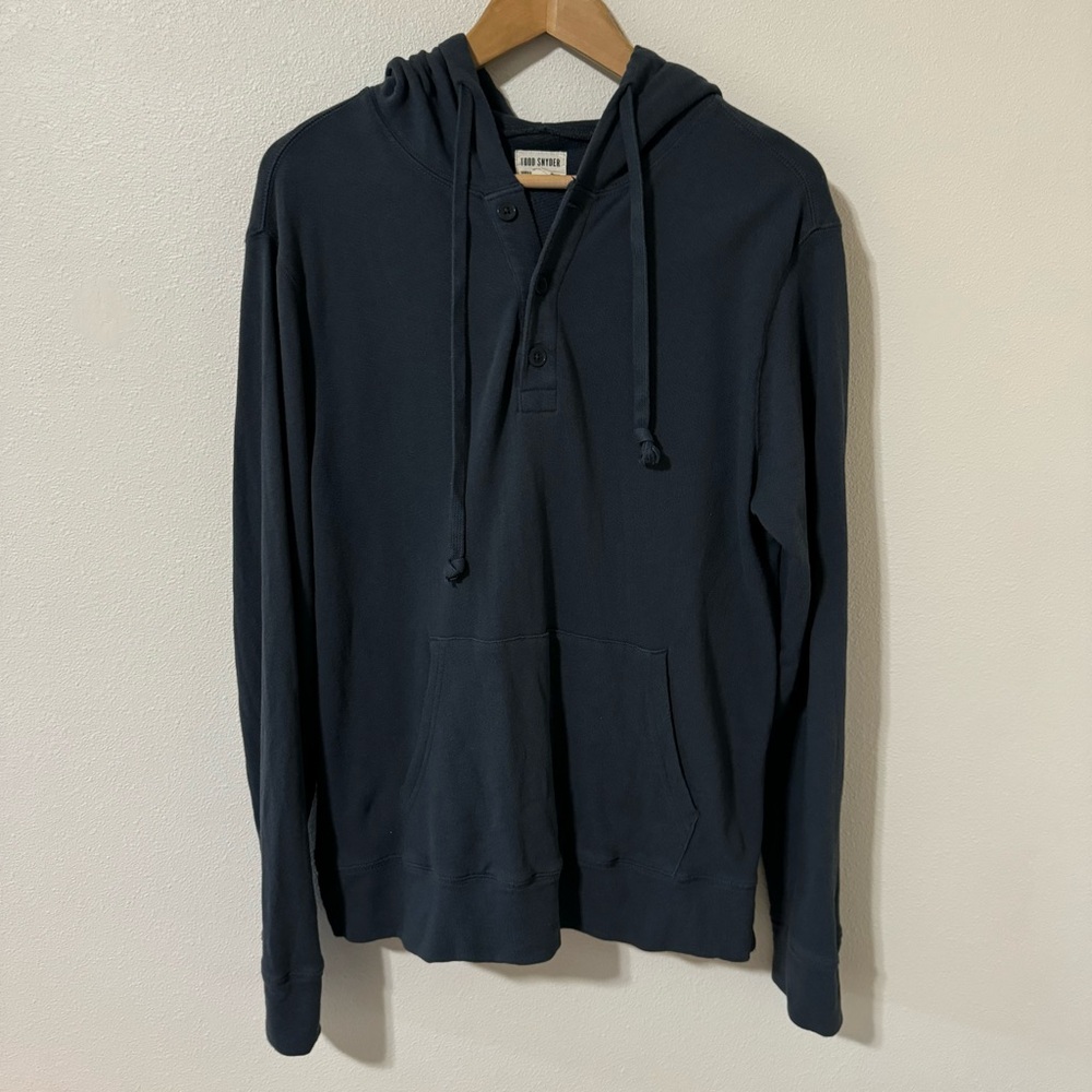 Todd Snyder Surf Terry Baja Hoodie Blue Minimalist Cotton-Small